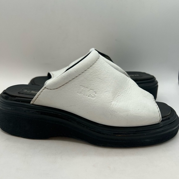 RARE Vintage Dr. Martens White Leather Platform Slide SZ 8 Made in England 90’s - Picture 5 of 15